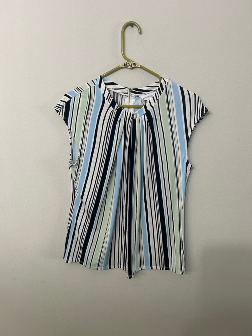 Women’s Liz Claiborne Striped Blouse Short Sleeve Multicolor Medium Like New